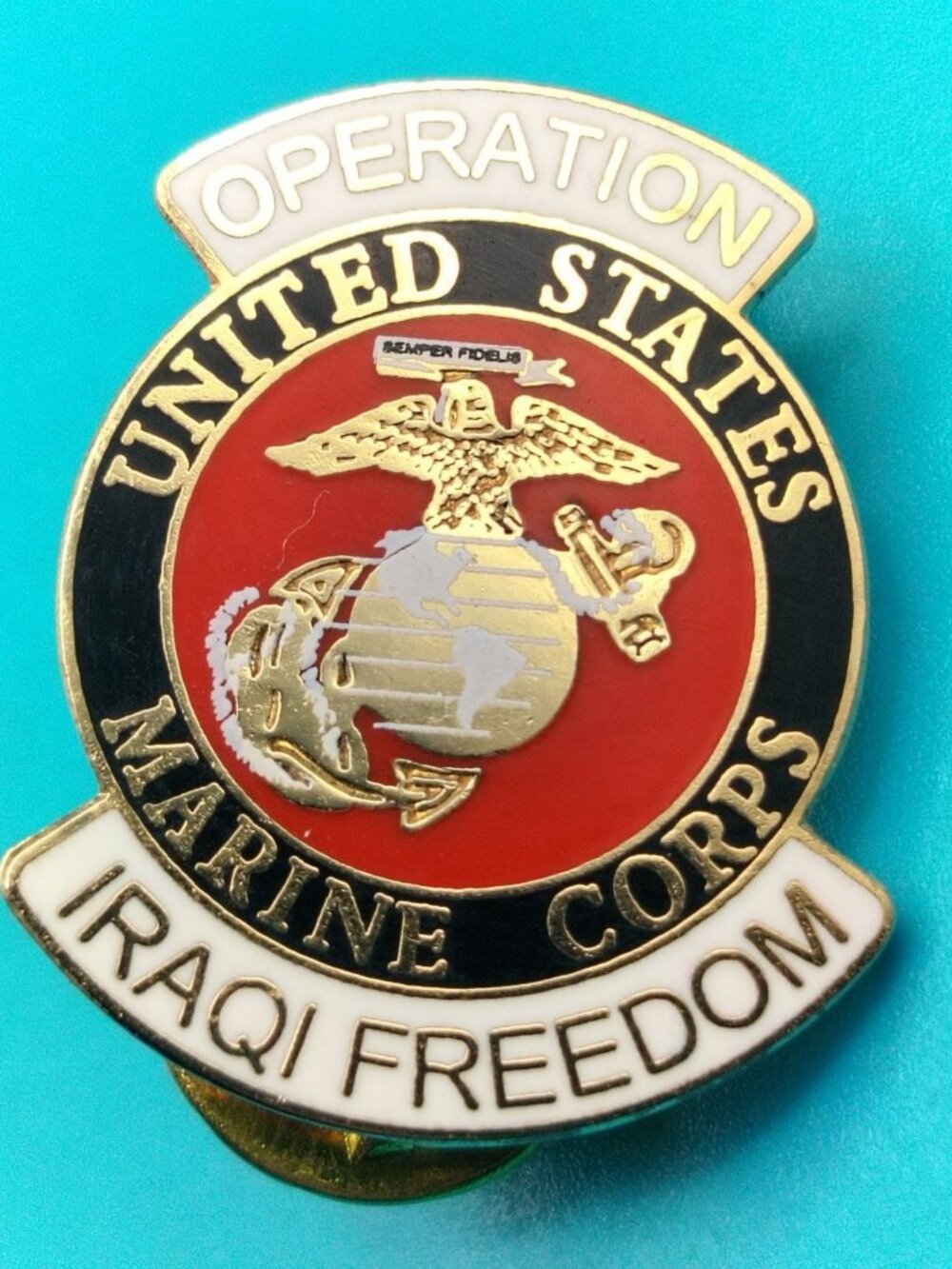 US Marine Corps Operation Iraqi Freedom Lapel Pin 1 Inch Enamel Military
